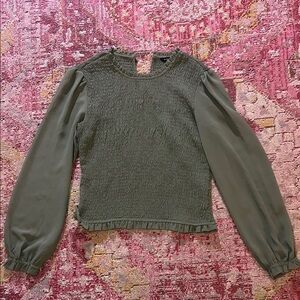 Elegant Olive Green Smocked Top